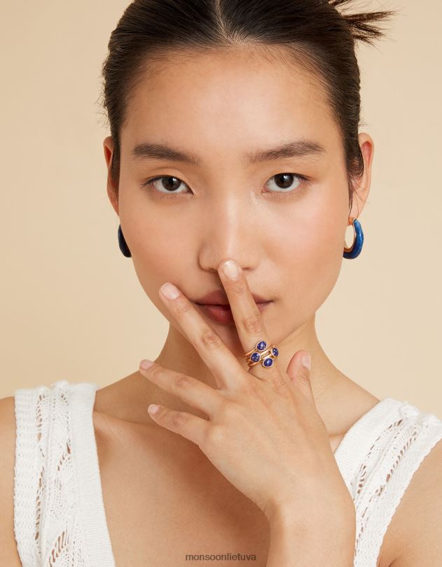 Monsoon stambus akmens žiedas moterys auksas priedas DPXBJ1427