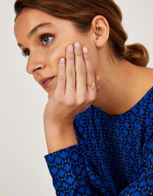 Monsoon vienas ventiliatoriaus žiedas moterys auksas priedas DPXBJ1372