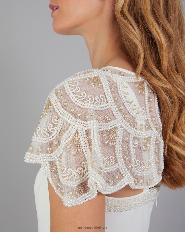 Monsoon puošta nuotakos pečių pelerina moterys dramblio kaulo priedas DPXBJ1287