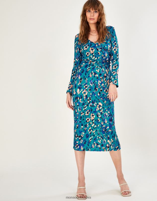 Monsoon Džersio suknelė su gyvūnų raštais moterys mėlyna apranga DPXBJ684