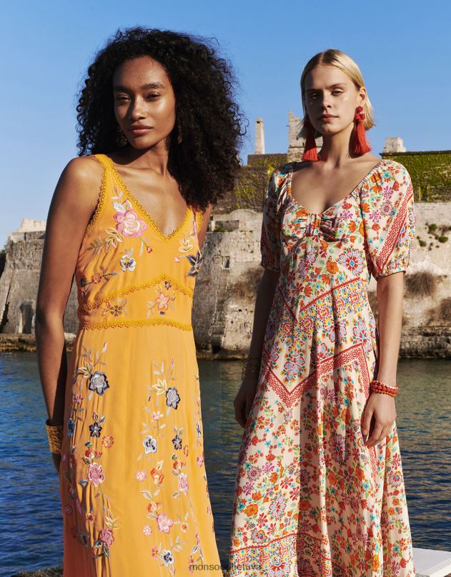 Monsoon Džuljeta gėlėta maksi suknelė iš tvarios viskozės moterys dramblio kaulo apranga DPXBJ271