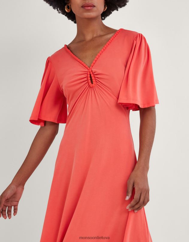 Monsoon džersio pom-pom apdaila su rakto skylute suknele moterys rožinis apranga DPXBJ327