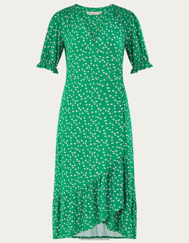 Monsoon hatie spot wrap suknelė moterys žalias apranga DPXBJ169