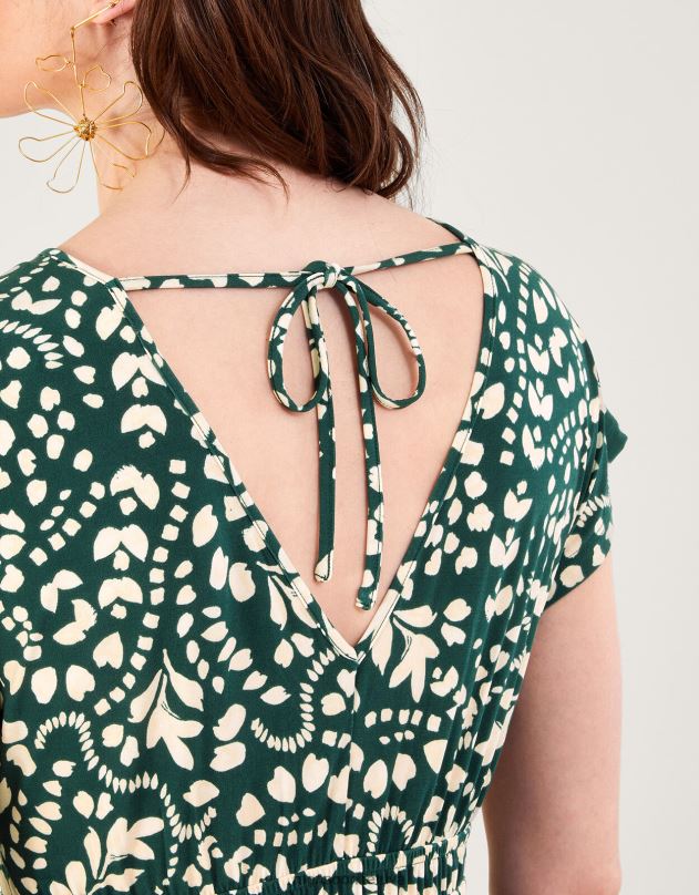 Monsoon priglundanti ir besiplečianti midi suknelė moterys žalia (tamsiai žalia) apranga DPXBJ244