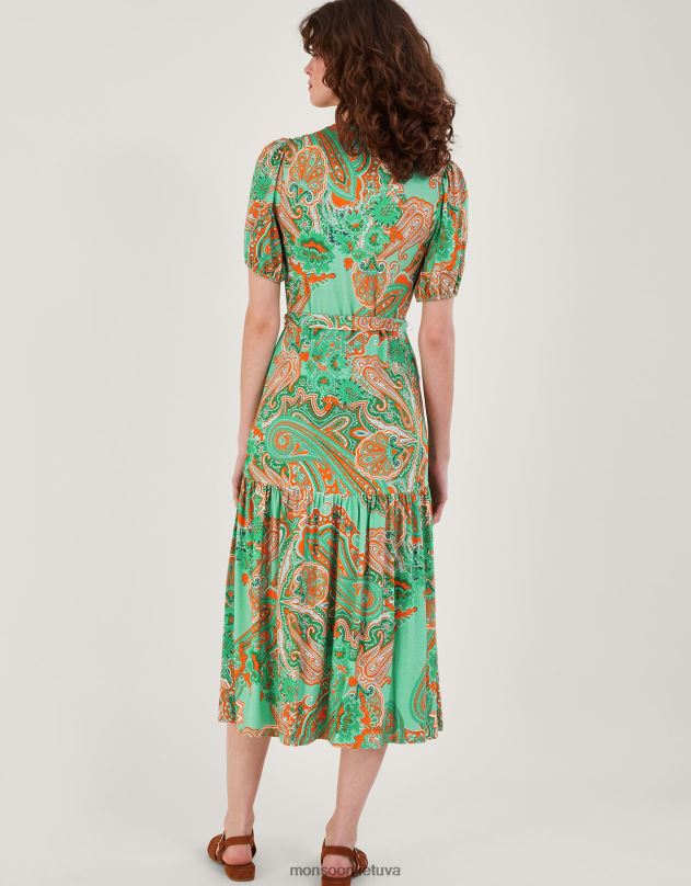 Monsoon skye skara marginta suknelė moterys žalias apranga DPXBJ178