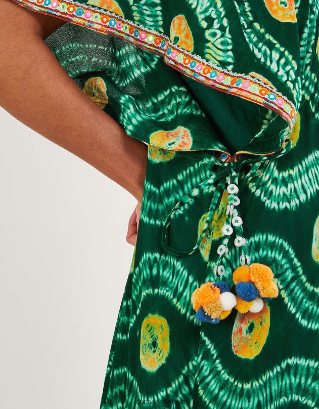 Monsoon Bandhani kaklaraištis dažų suknelė su lenzing ecovero moterys žalias apranga DPXBJ289