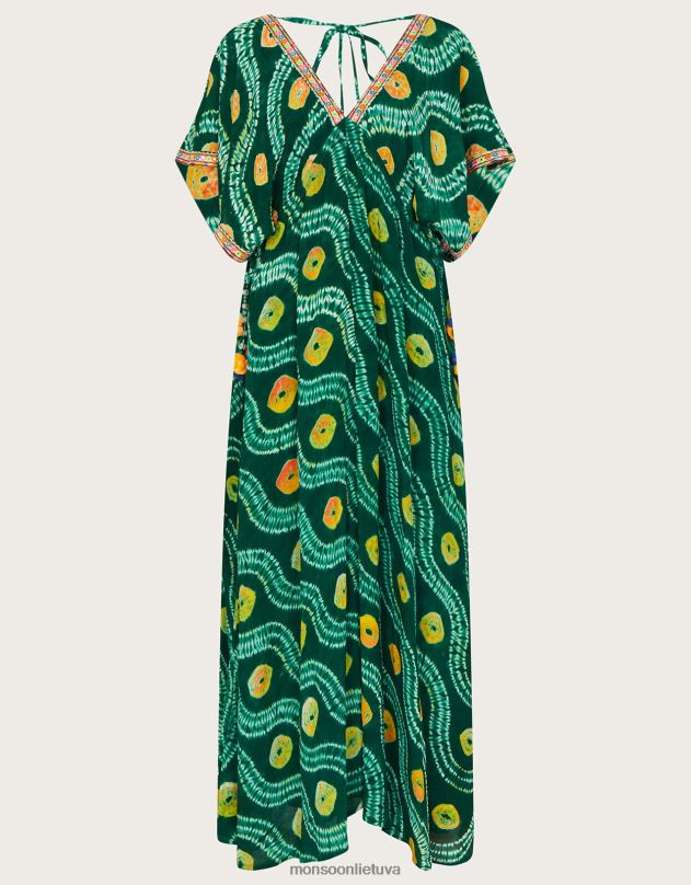 Monsoon Bandhani kaklaraištis dažų suknelė su lenzing ecovero moterys žalias apranga DPXBJ289
