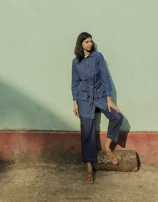 Monsoon Shirley džinsinio marškinių suknelė moterys mėlyna (džinsinė mėlyna) apranga DPXBJ534