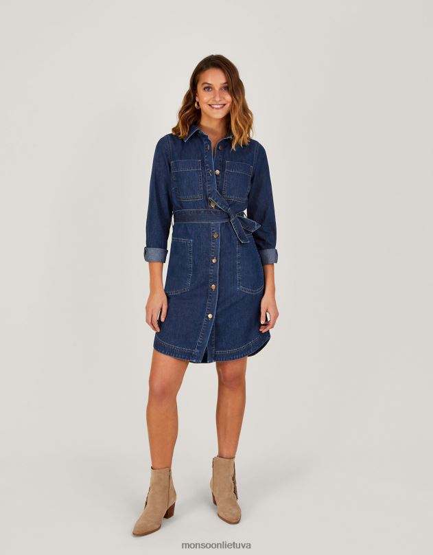 Monsoon Shirley džinsinio marškinių suknelė moterys mėlyna (džinsinė mėlyna) apranga DPXBJ534