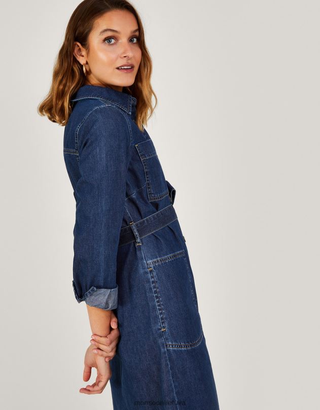 Monsoon Shirley džinsinio marškinių suknelė moterys mėlyna (džinsinė mėlyna) apranga DPXBJ534