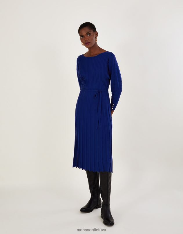 Monsoon Suknelė apverstu šonkauliu pasviru kaklu su lenzing ecovero moterys mėlyna (kobalto) apranga DPXBJ423