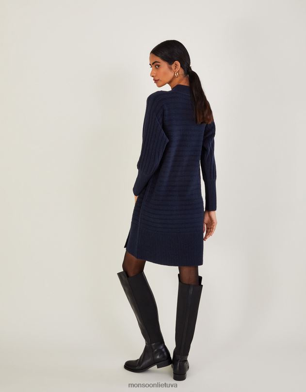 Monsoon Suknelė su šonkauliu iš perdirbto poliesterio moterys mėlyna (navy) apranga DPXBJ1066