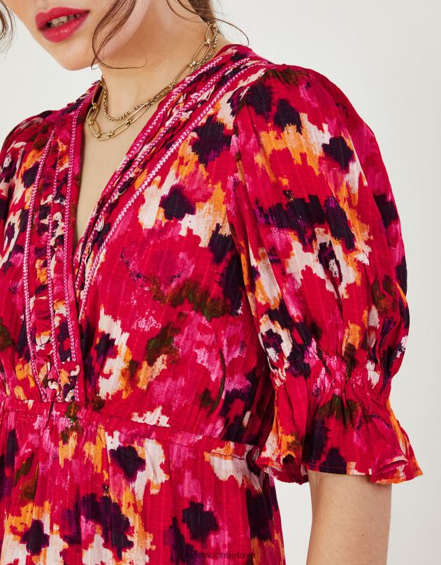 Monsoon Suknelė su pynimo iškirpte marginta lenzing ecovero moterys raudona apranga DPXBJ490