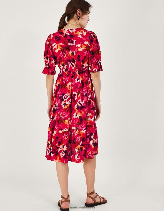 Monsoon Suknelė su pynimo iškirpte marginta lenzing ecovero moterys raudona apranga DPXBJ490