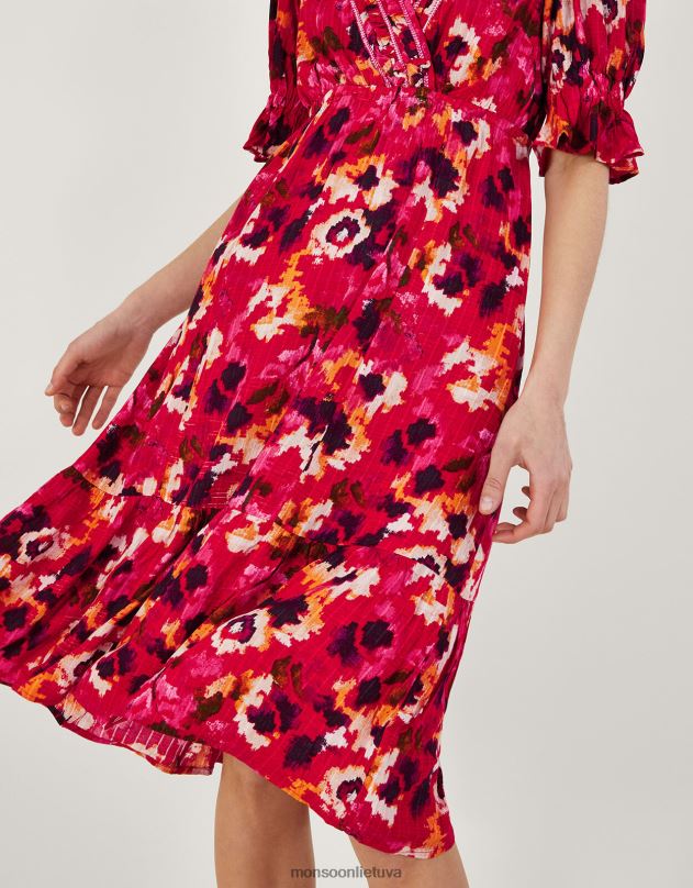 Monsoon Suknelė su pynimo iškirpte marginta lenzing ecovero moterys raudona apranga DPXBJ490