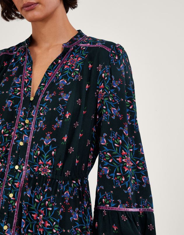 Monsoon aksomo apdailos suknelė moterys juodas apranga DPXBJ1