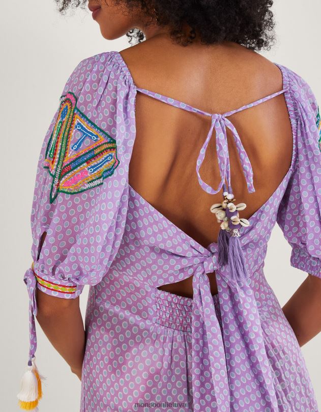 Monsoon chevron apdaila maxi suknelė moterys violetinė (alyvinė) apranga DPXBJ275