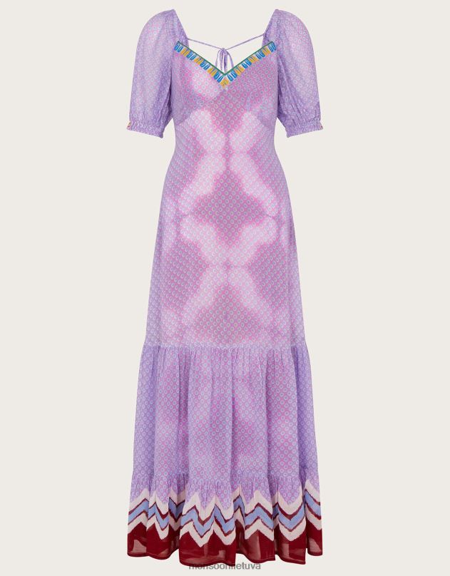 Monsoon chevron apdaila maxi suknelė moterys violetinė (alyvinė) apranga DPXBJ275