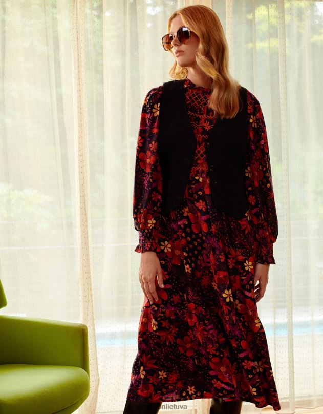 Monsoon gėlėta trikotažas suknelė moterys mėlyna (navy) apranga DPXBJ80