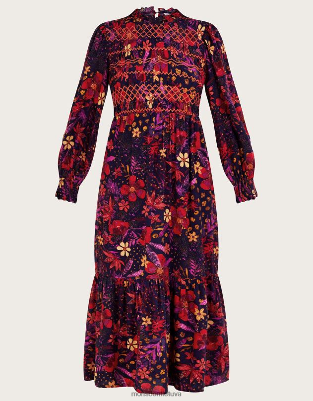 Monsoon gėlėta trikotažas suknelė moterys mėlyna (navy) apranga DPXBJ80