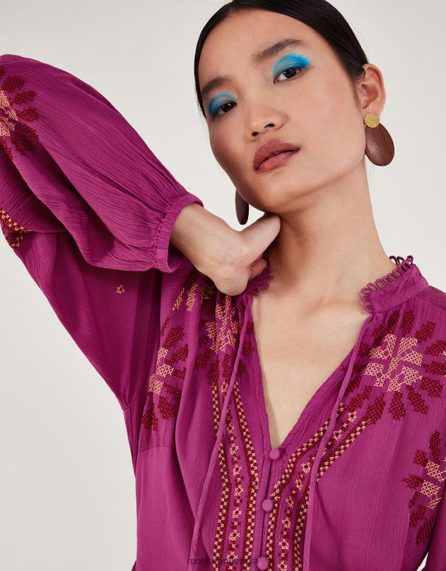 Monsoon gėlių dygsnio suknelė moterys rožinis apranga DPXBJ33