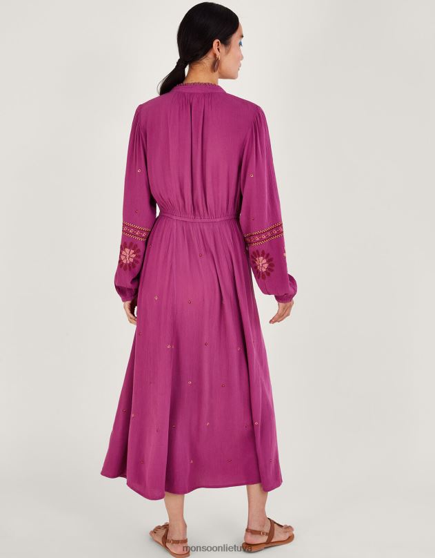 Monsoon gėlių dygsnio suknelė moterys rožinis apranga DPXBJ33