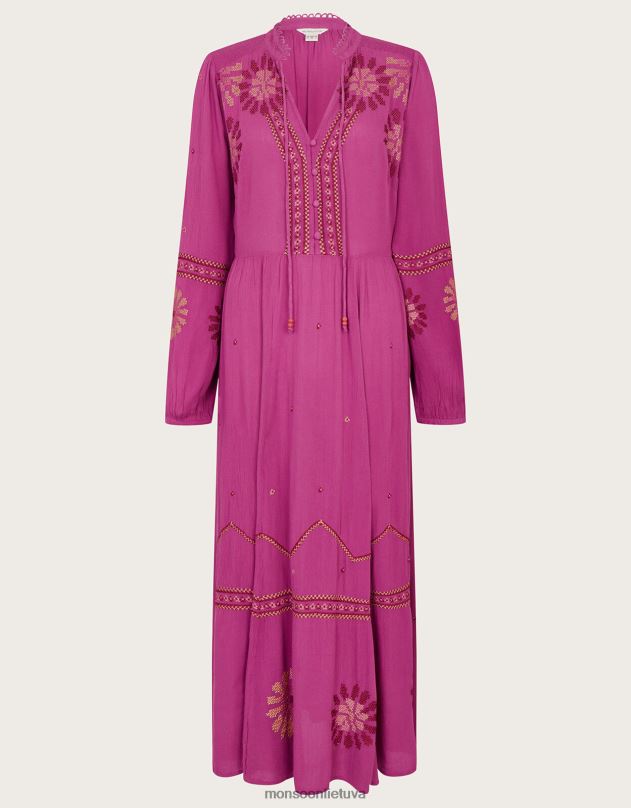 Monsoon gėlių dygsnio suknelė moterys rožinis apranga DPXBJ33