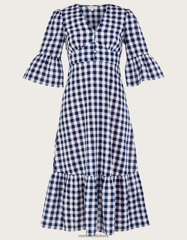 Monsoon gingham suknelė moterys mėlyna (navy) apranga DPXBJ19