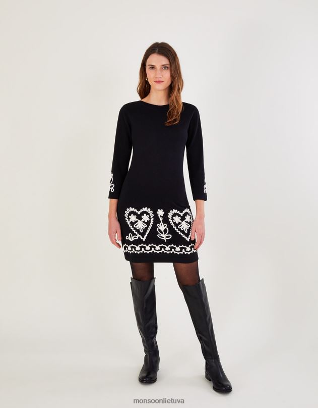 Monsoon išmanioji cornelli suknelė iš tvarios medvilnės moterys juodas apranga DPXBJ611