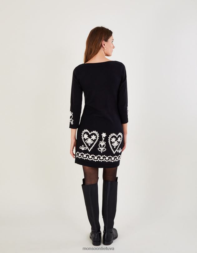 Monsoon išmanioji cornelli suknelė iš tvarios medvilnės moterys juodas apranga DPXBJ611