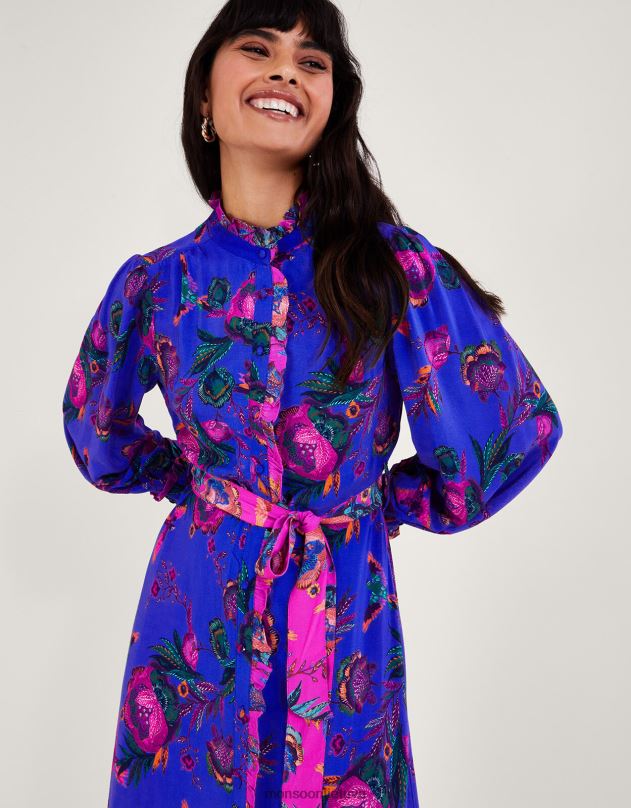 Monsoon jordan print marškinėlių suknelė moterys mėlyna apranga DPXBJ193