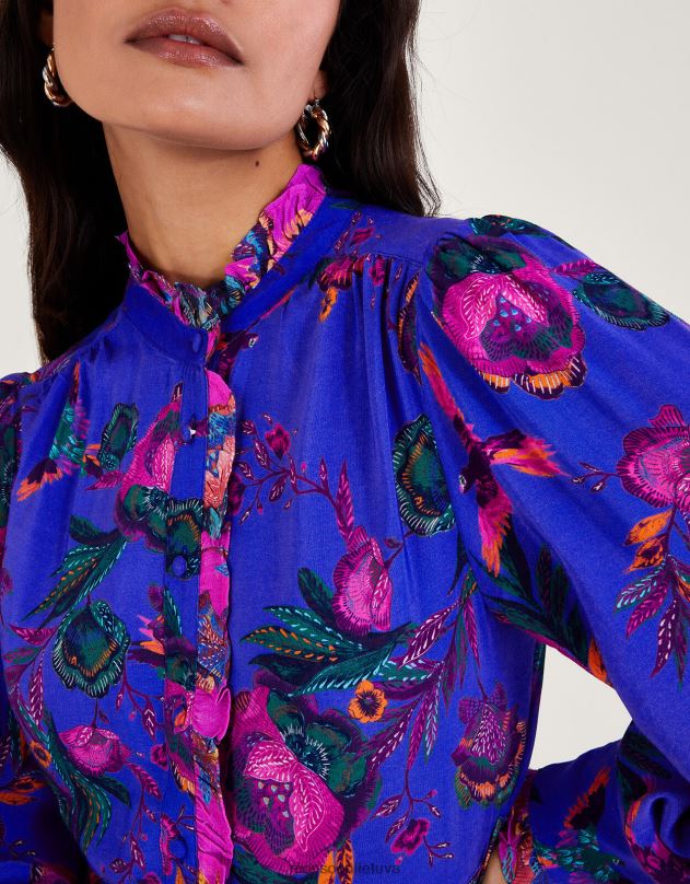 Monsoon jordan print marškinėlių suknelė moterys mėlyna apranga DPXBJ193