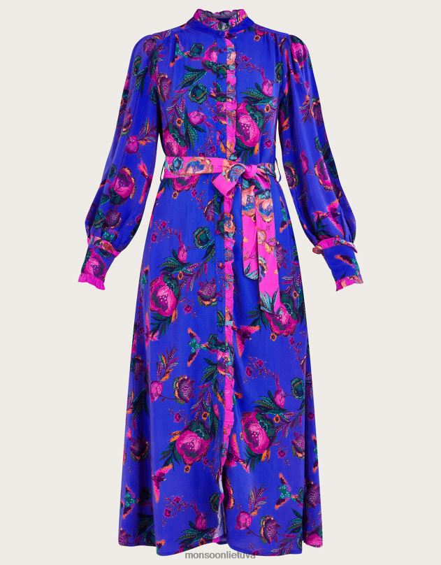 Monsoon jordan print marškinėlių suknelė moterys mėlyna apranga DPXBJ193