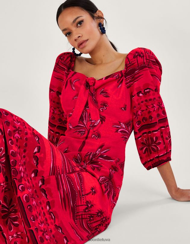 Monsoon paola delno rašto suknelė su lenzing ecovero moterys raudona apranga DPXBJ735