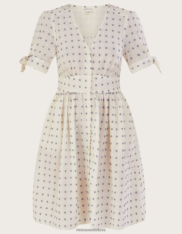 Monsoon taškinė trumpa suknelė moterys baltas apranga DPXBJ160
