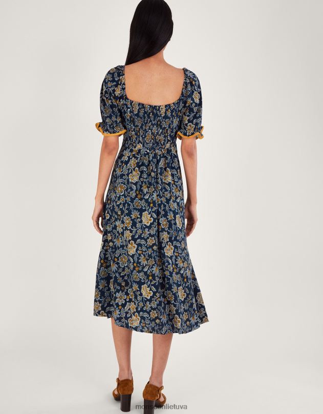 Monsoon taškuota gėlių suknelė moterys mėlyna (navy) apranga DPXBJ126