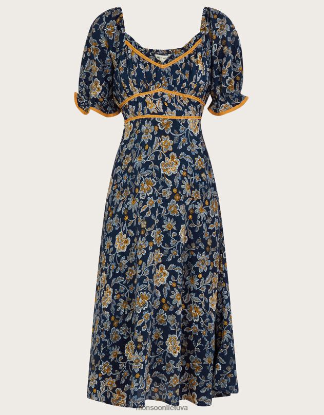Monsoon taškuota gėlių suknelė moterys mėlyna (navy) apranga DPXBJ126