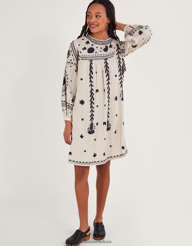 Monsoon vienspalvė gėlėta suknelė moterys dramblio kaulo apranga DPXBJ789