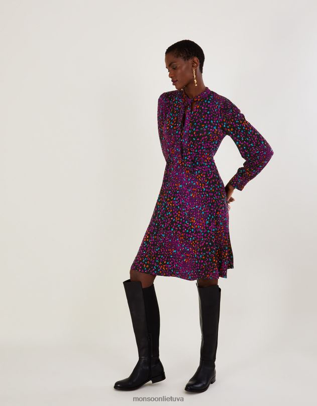 Monsoon Džersio suknelė su folija moterys juodas apranga DPXBJ651