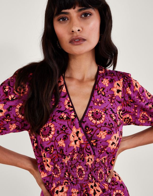 Monsoon Fifi gėlėta midi suknelė moterys rožinis apranga DPXBJ285