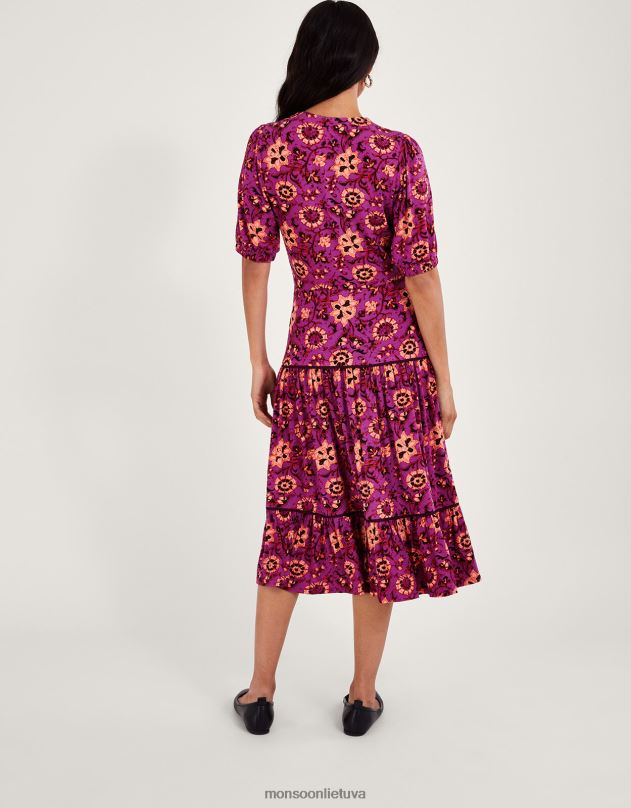 Monsoon Fifi gėlėta midi suknelė moterys rožinis apranga DPXBJ285