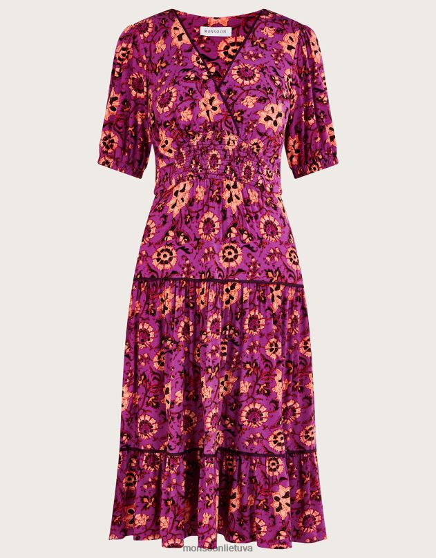 Monsoon Fifi gėlėta midi suknelė moterys rožinis apranga DPXBJ285