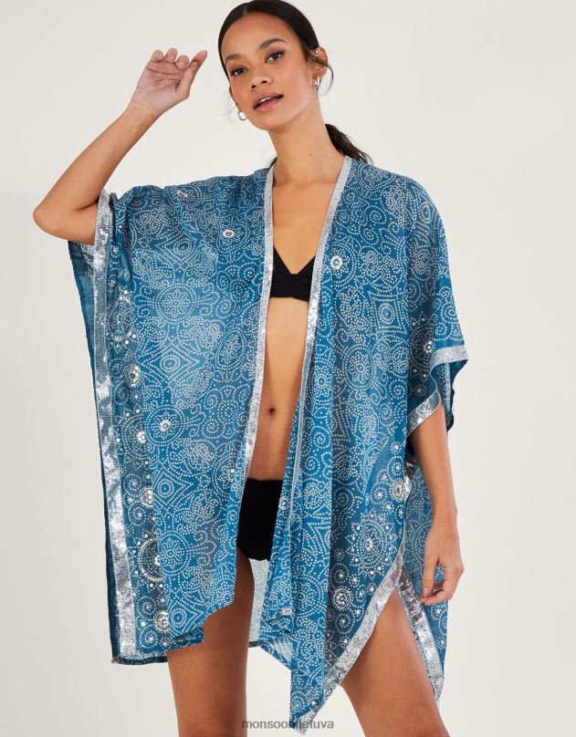 Monsoon bandhani spausdinimas viršeliu moterys mėlyna apranga DPXBJ159