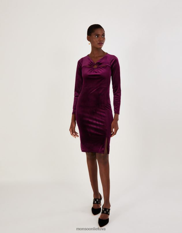 Monsoon cece aksominė pamaininė suknelė su perdirbtu poliesteriu moterys raudona apranga DPXBJ899