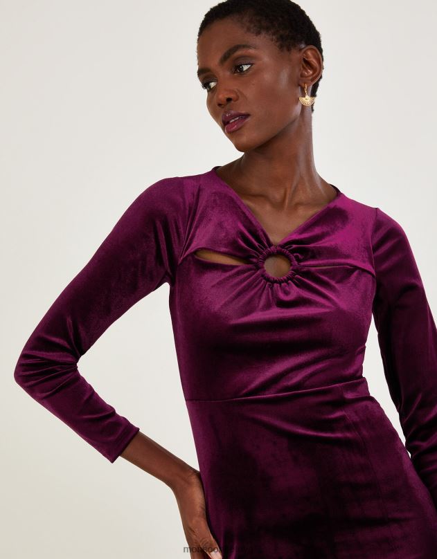 Monsoon cece aksominė pamaininė suknelė su perdirbtu poliesteriu moterys raudona apranga DPXBJ899