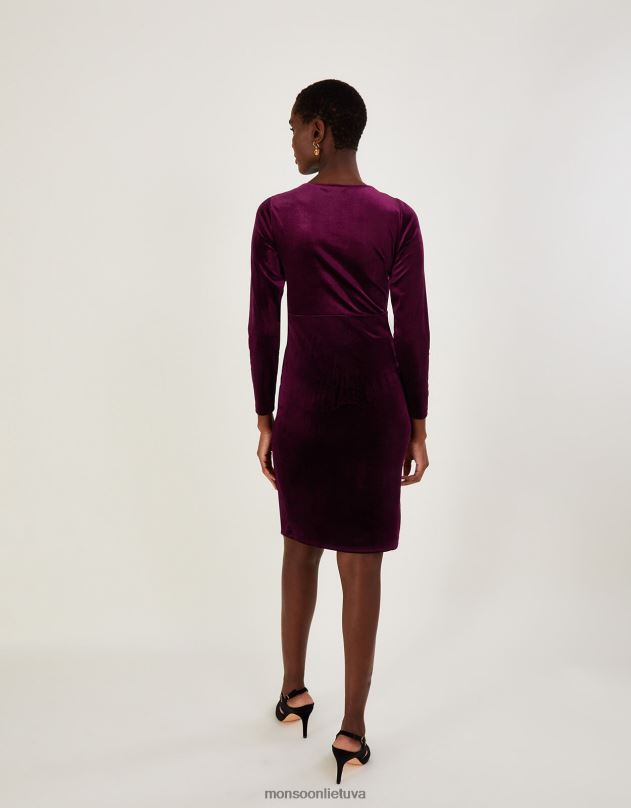 Monsoon cece aksominė pamaininė suknelė su perdirbtu poliesteriu moterys raudona apranga DPXBJ899