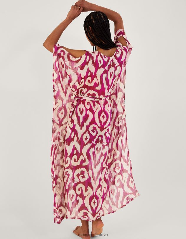 Monsoon ikat print maxi kaftan moterys violetinė apranga DPXBJ346