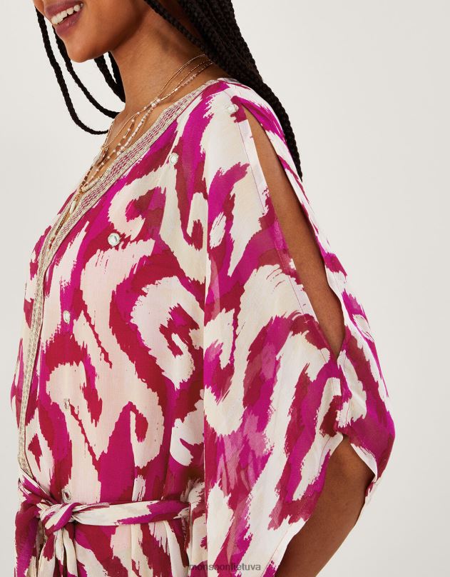 Monsoon ikat print maxi kaftan moterys violetinė apranga DPXBJ346