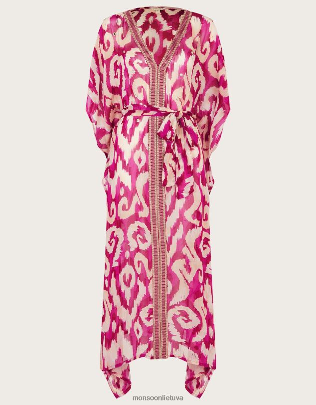 Monsoon ikat print maxi kaftan moterys violetinė apranga DPXBJ346