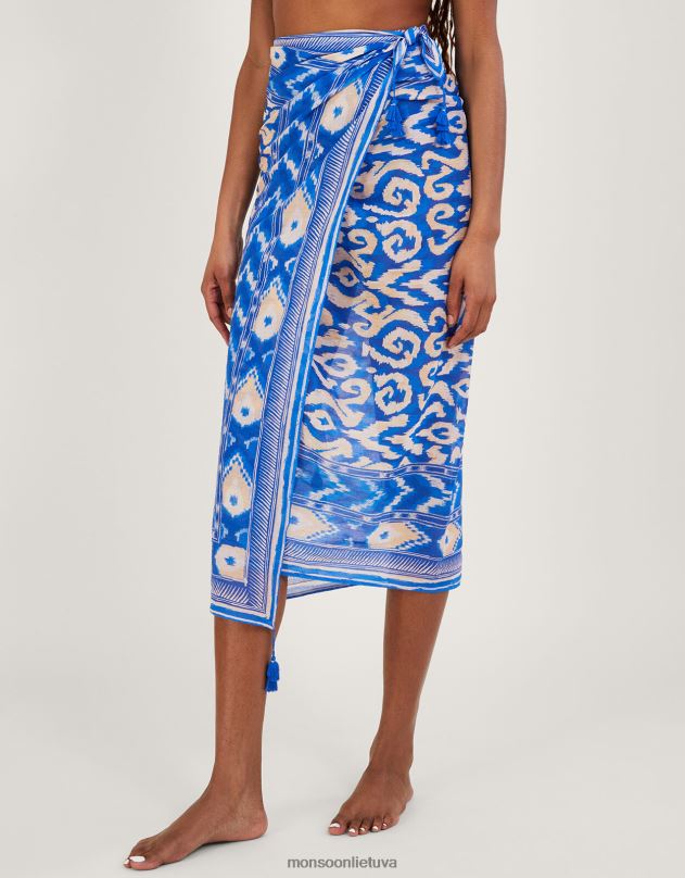 Monsoon ikat print sarong moterys mėlyna apranga DPXBJ1184